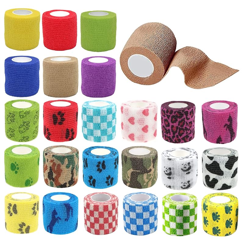 Faixa coesiva para pets em tecido não tecido JpGdn, 5 cm x 4,5 m, Pacote com 24 rolos