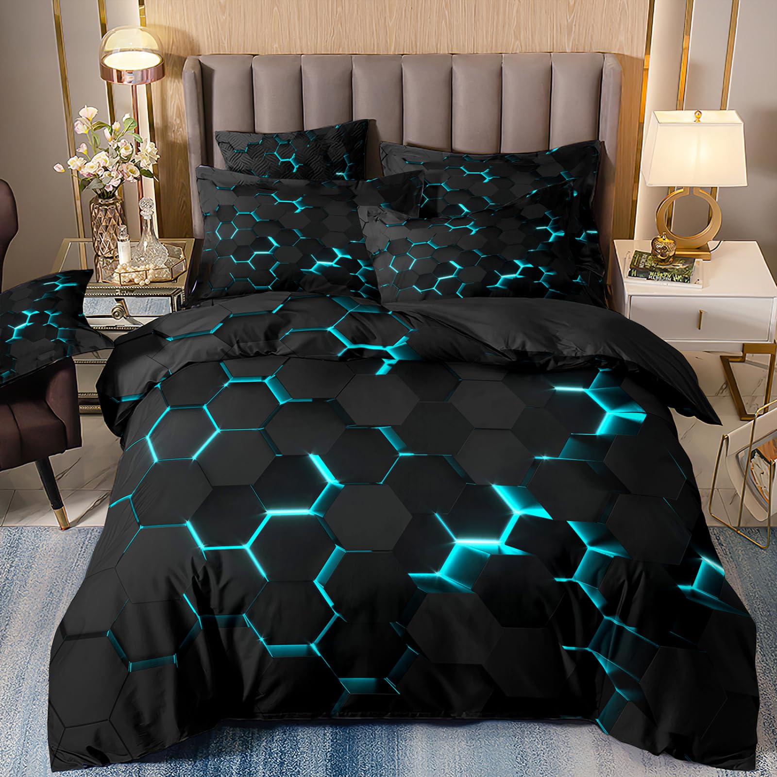Dwetcxo Single Duvet Cover Set Black Gray Single Bed Duvet Cover Set Soft Microfiber Breathable Bedding Durable Single Bedding Sets with Zipper Closure+2 Pillowcases 50x75cm 140x200cm