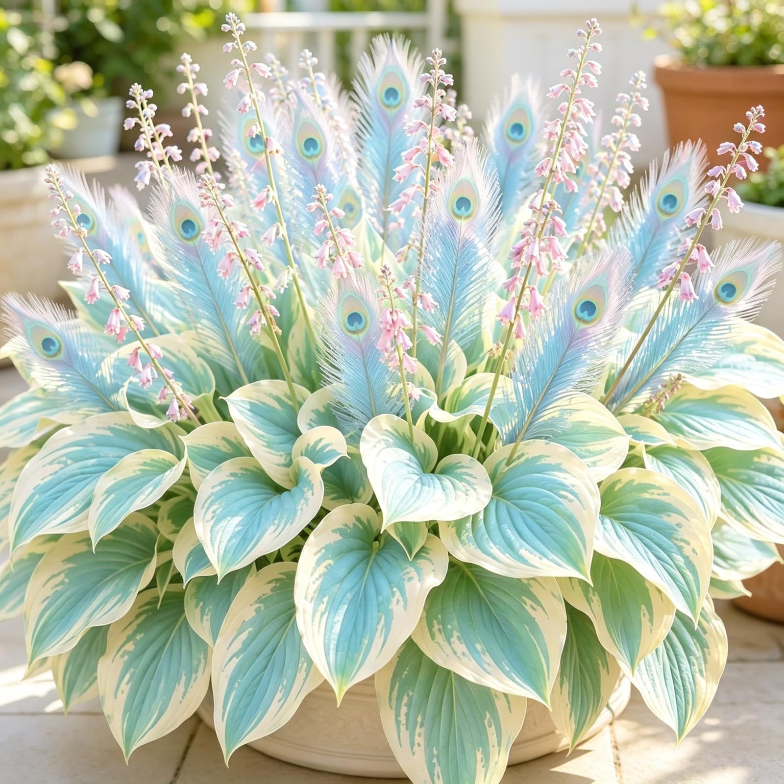 Brilliant Peacock Flame Hosta-for UK,Potted-Plants,Hosta Plants for Garden,Excellent Display-2000Count-D