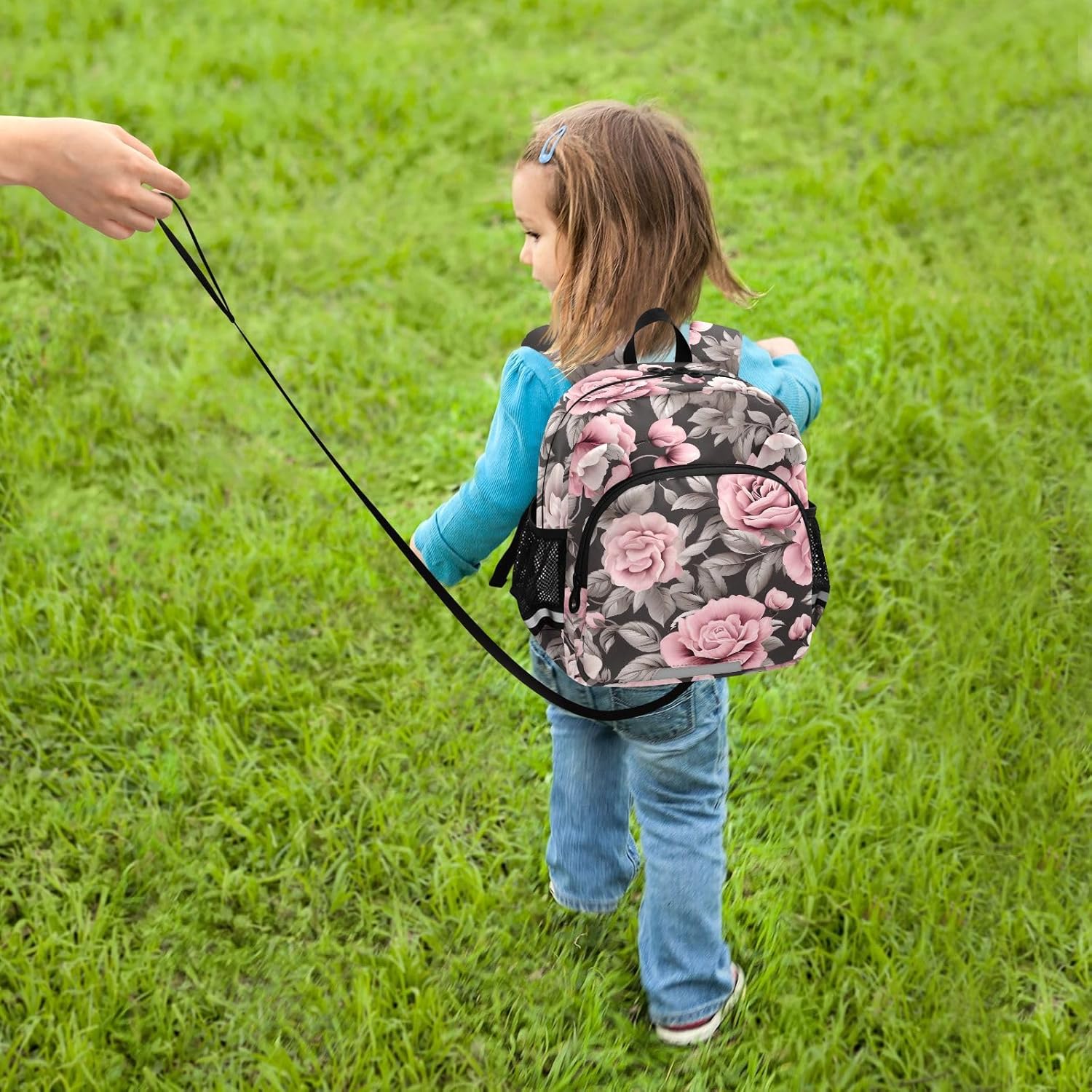 Watercolor Floral Flowers Toddler Harness Backpack for Boys Girls 3-6 Years Kids Backpack with Anti Lost Safety Leash Baby Travel Bag for Travel Walking Preschool
