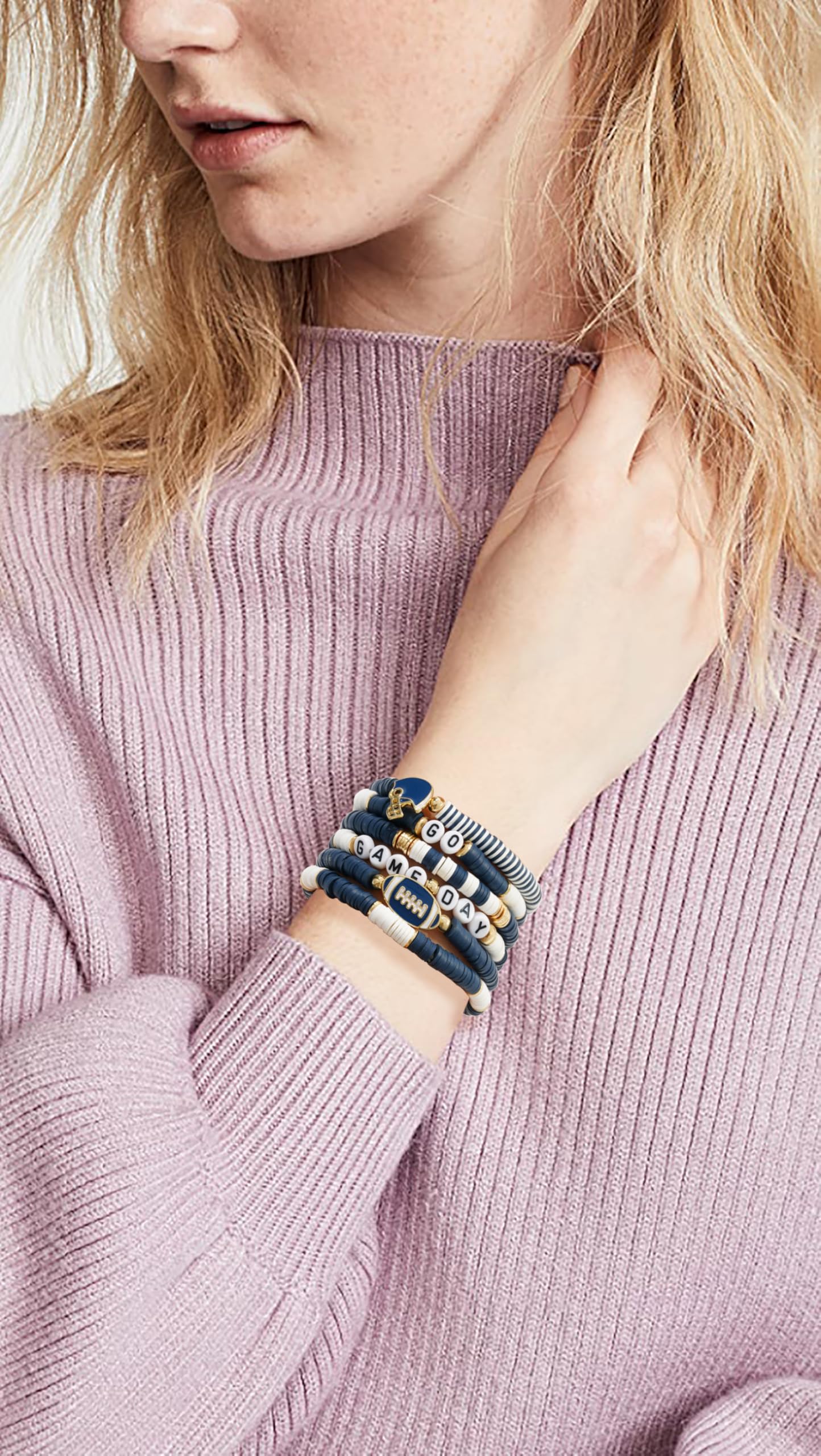 Braccialetti verdi da donna Messaggio ispiratore impilabile Perline di argilla Pietra di Set elasticizzato con perline Amicizia Boho Gioielli fatti a mano
