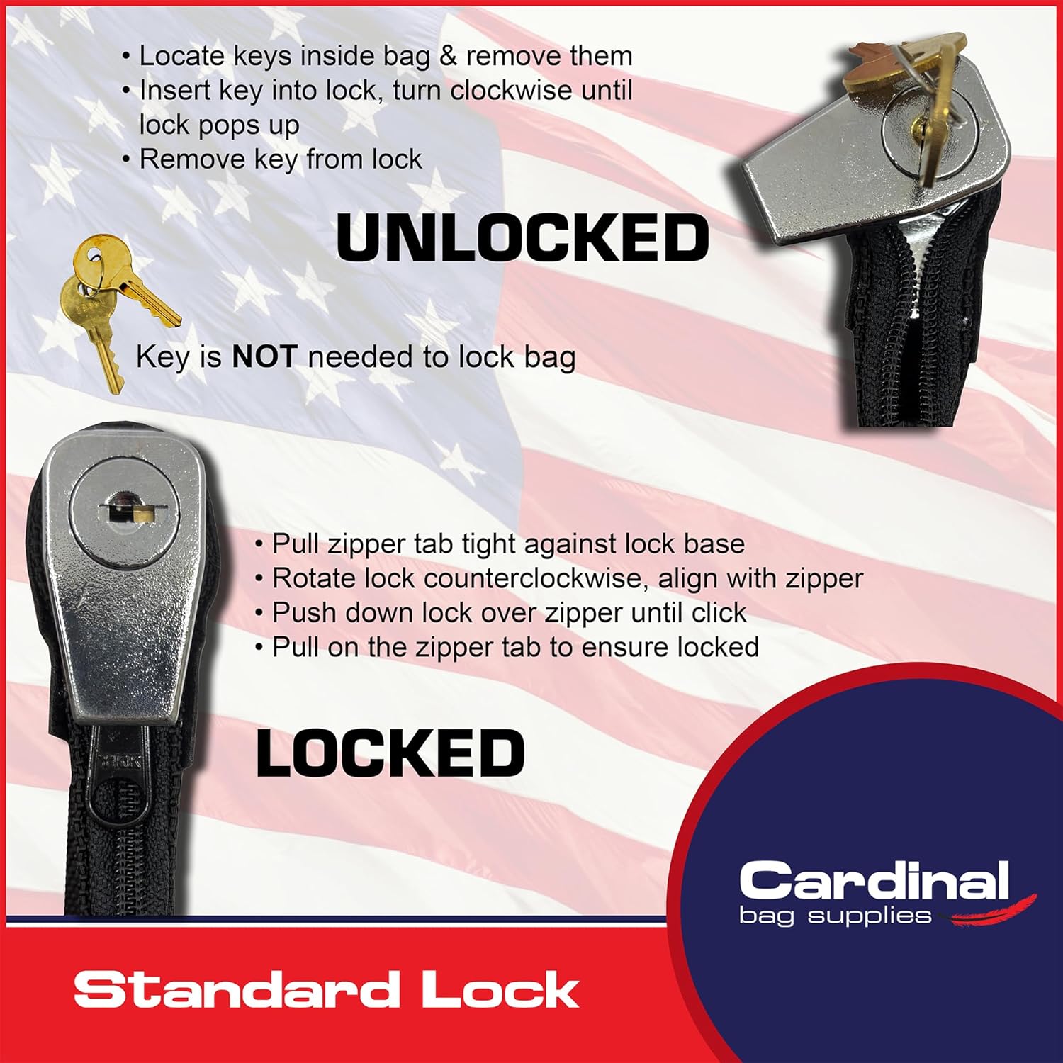 Bank Bags with Zipper, Money Bag with Lock, Multipurpose Waterproof Locking Bag, 1350 Basket Weave Nylon Puncture Resistant, 9 x 12 Inch (Standard Keyed Alike in Black)