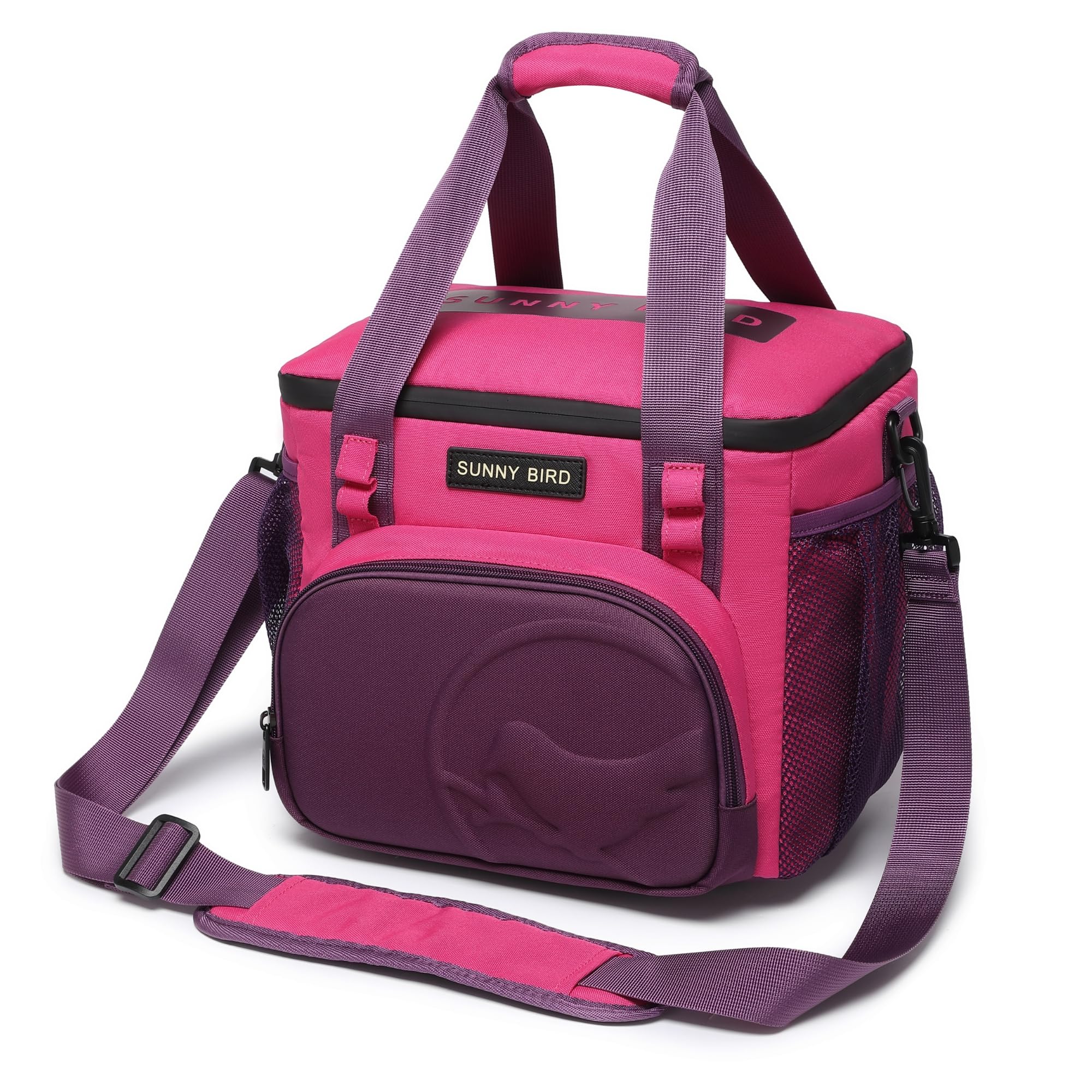 SUNNY BIRD 12L Large Insulated Lunch Bag, Leakproof and Foldable Lunch Cooler Box for Women Adult and Men, Fits 18 Cans (Purple)