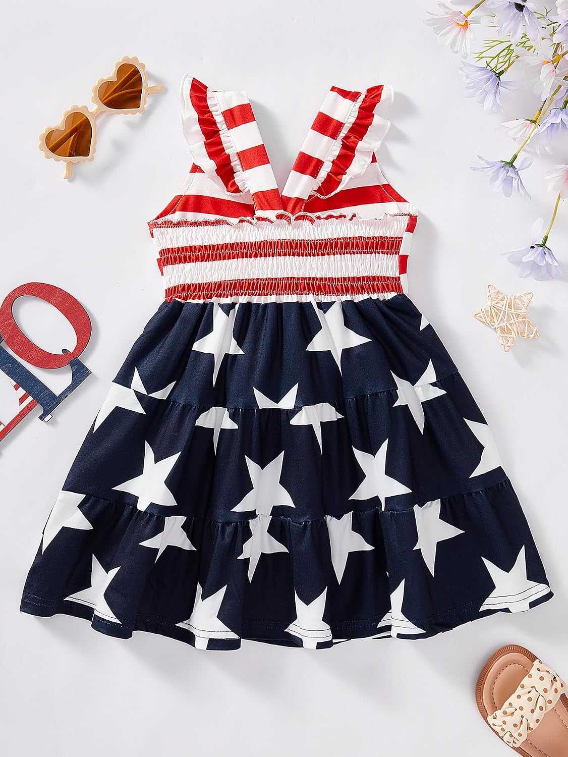 Baby Girls Tiered Dress Flutter Sleeve Twirly Unicorn Sundress Kids Cute Outfits Toddler Summer Dresses 2-8 Years Old