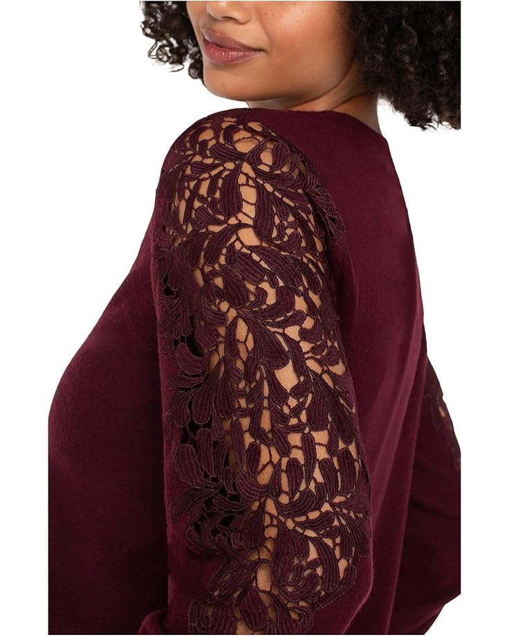 Liverpool Los Angeles Long Sleeve Crew Neck Lace Inset Knit Top - #3 of 3