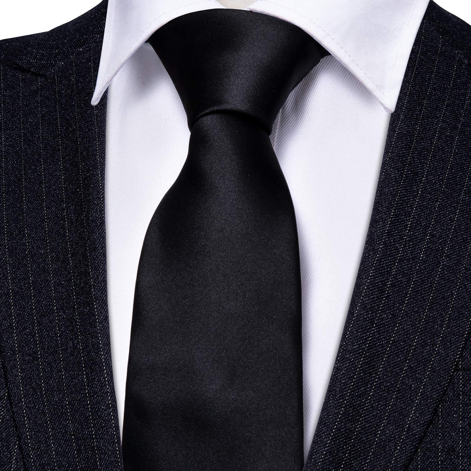 Barry.Wang Plain Men Silk Ties Extra Long Stain Necktie for Wedding Business Handkerchief Cufflinks Set Solid Colors - Image 6