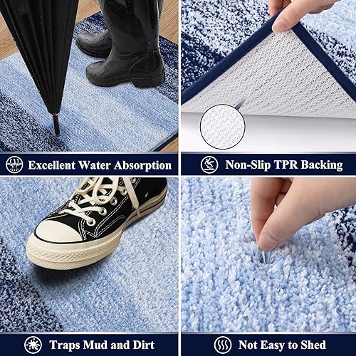 Miniatura 222 de Vaukki Tapete para puerta de entrada, antideslizante, absorbente, atrapador de lodo, tapete para el interior, tapete lavable para puerta de entrada
