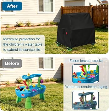 Kids Water Table Cover Fit Step2 Tropical Rainforest Water Table, Step2 Rain Showers Splash Pond/Unicorns Toddler Water Table, Little Tikes Kids Waterfall Island Water Table, Cover only (41x25x33)