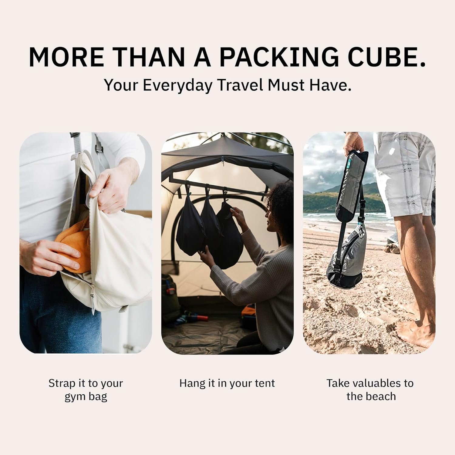 trtl Packing Pods, Black - Hanging Packing Cubes for Travel - Organizer Bags for Luggage to Maximize Space in Suitcase - Travel Packing Organizers - Includes Carry Strap - 3 Cube Sizes - 3 Pack