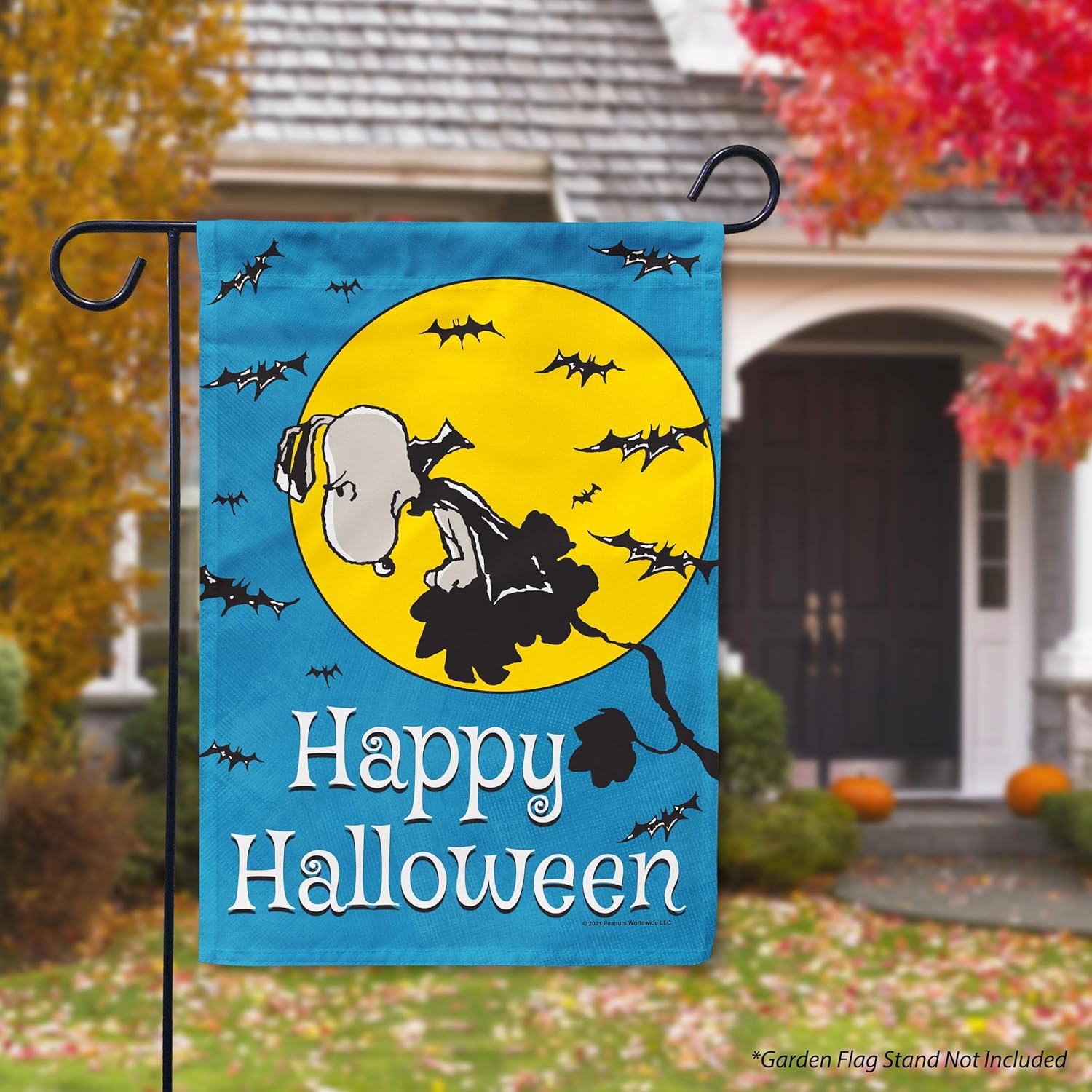 Flagology, PEANUTS Vampire Snoopy Happy Halloween – Garden Flag 12" x 18", Officially Licensed PEANUTS®, Halloween