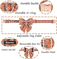 Vista 32 de Maca Bates Fall Maple Leaf Dog Collar with Sailor Bow Tie for Extra Small Girl,Boy,Autumn Foliage Puppy Collars with Bowtie Breakaway Adjustable