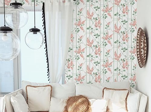 Miniatura 4 de Fiula Papel tapiz floral para despegar y pegar, papel tapiz azul de 16.1 x 78.7 pulgadas, papel de contacto floral azul, papel tapiz extraíble,