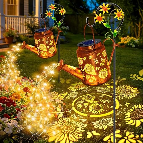 Miniatura 15 de YITING - 10 hebras de 200 luces LED solares parpadeantes de luciérnaga impermeables (sin regadera), 8 modos de luces de hadas estrelladas, luces