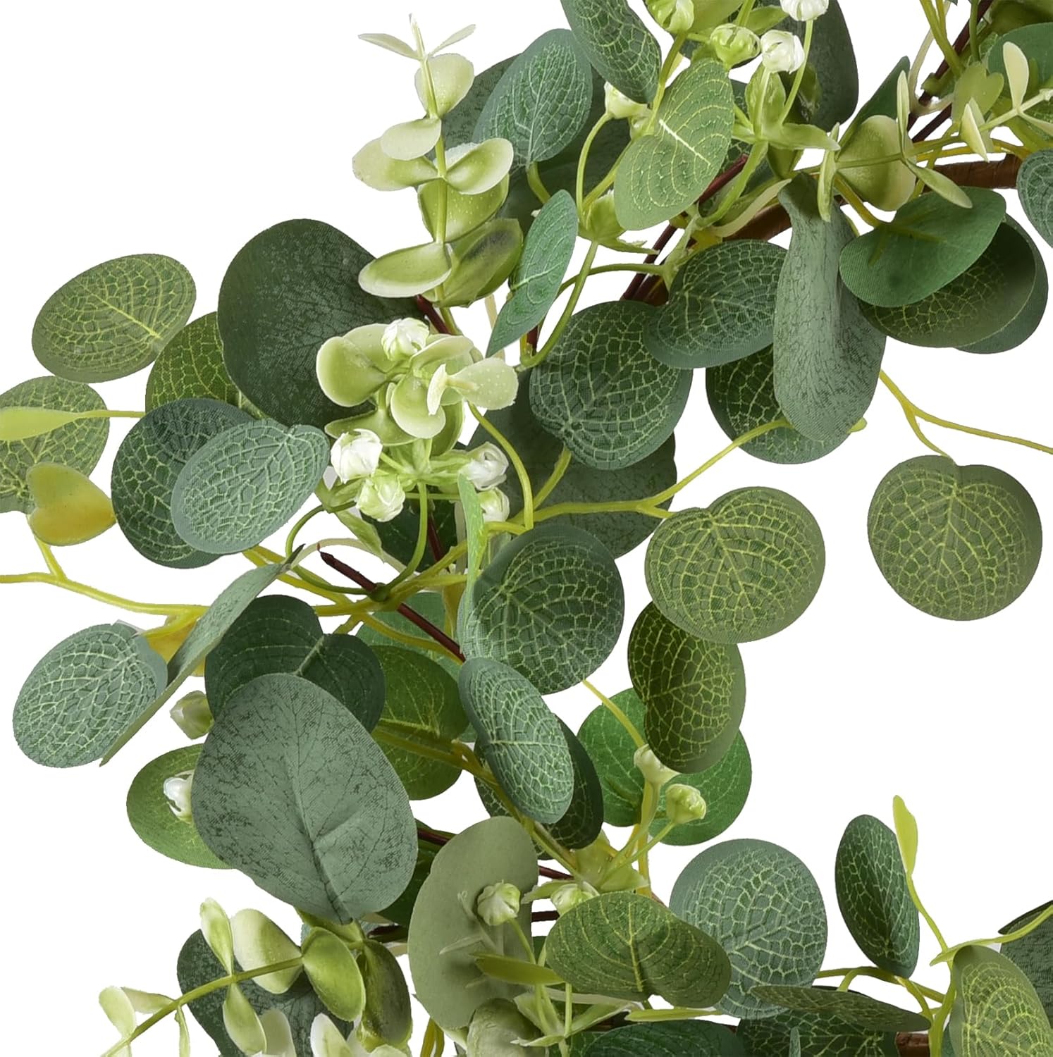LSKYTOP Green Eucalyptus Wreaths 12'' Artificial Spring Summer Eucalyptus Leaf Wreaths with Berries for Home Farmhouse Front Door Decor - Image 2