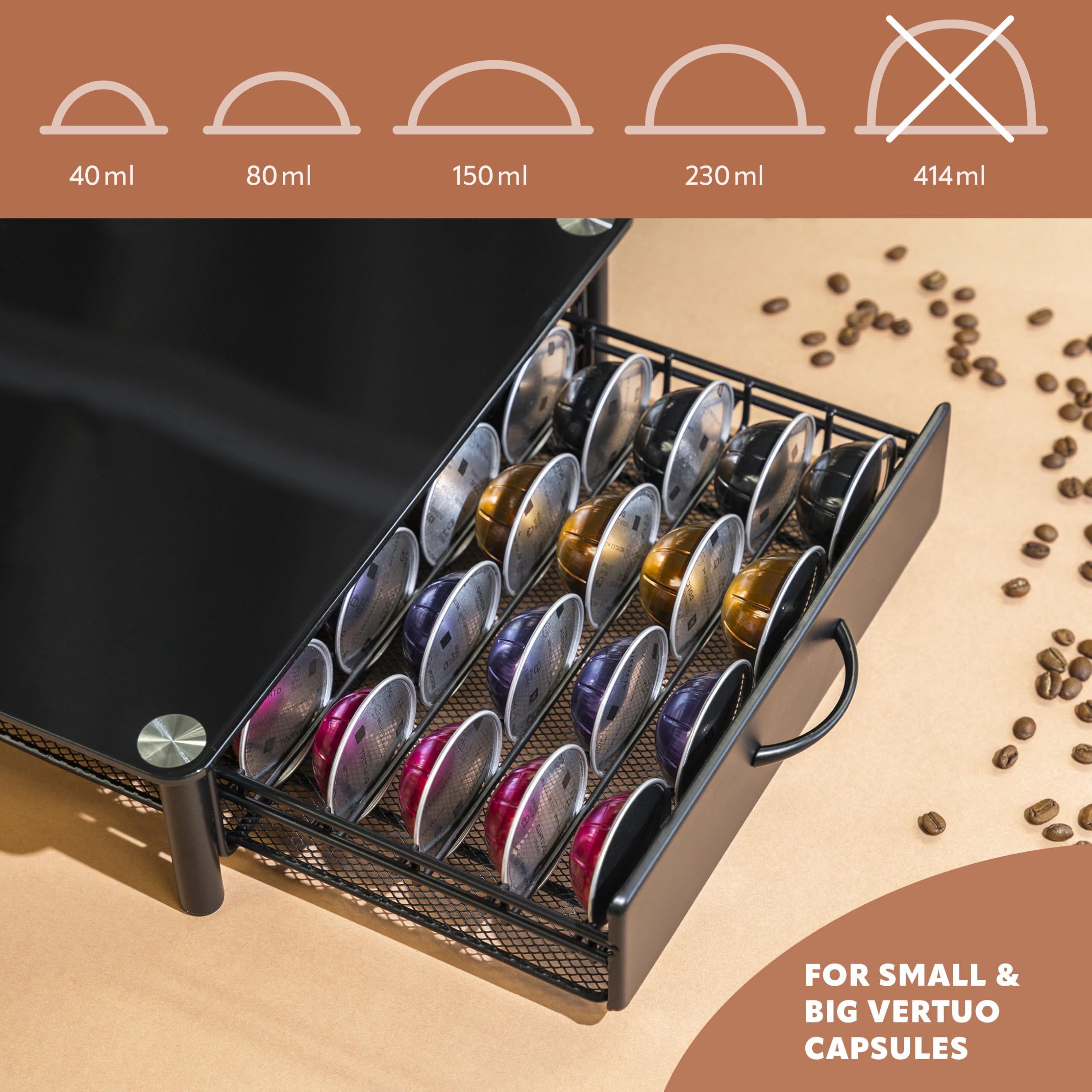 eluno Kapselspender für bis zu 40 Nespresso-Kapseln, 360° drehbar, schwarz