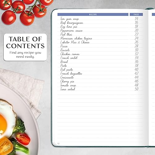 Vista 74 de Legend - Libro de recetas familiar en blanco para escribir tus propias recetas, diario de cocina vacío, cuaderno de cocina personalizado, tapa dura