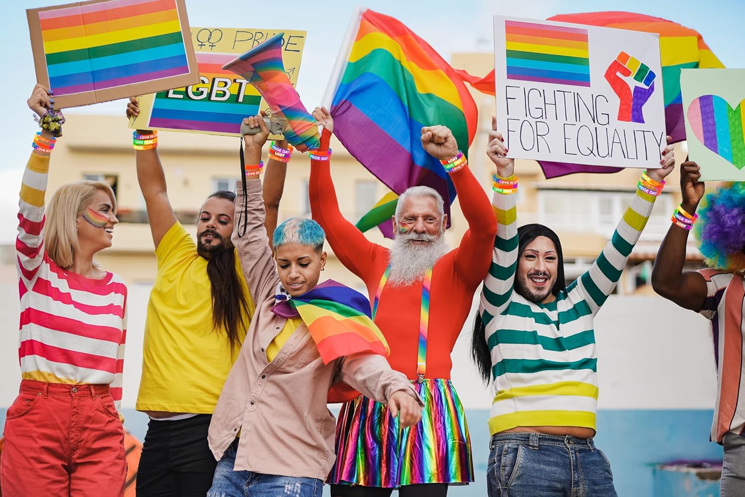 Moon Boat 144PCS Pride Gay Bracelets Accessories Bulk: Silicone Rubber Rainbow Wristbands Parade LGBT Party Favors Decorations Gifts - Image 2