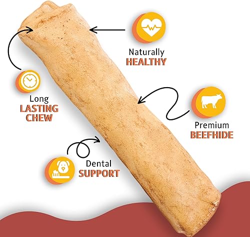 Miniatura 4 de Canine Chews Rollos MEGA Retriever de 10 a 11 pulgadas (10 unidades) de cuero crudo natural para perros grandes, golosinas masticables de larga