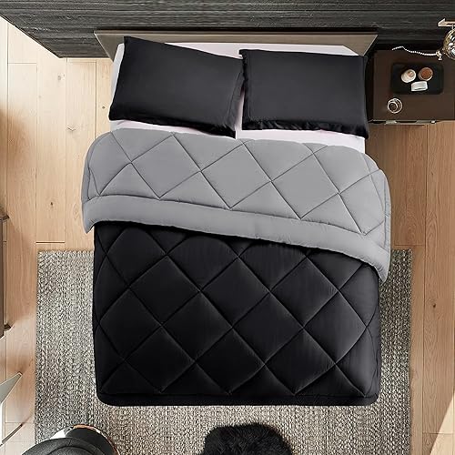 Vista 29 de Elegant Comfort Juego de edredón reversible de 3 piezas para todas las estaciones, ultra suave, edredón alternativo al plumón, tamaño King