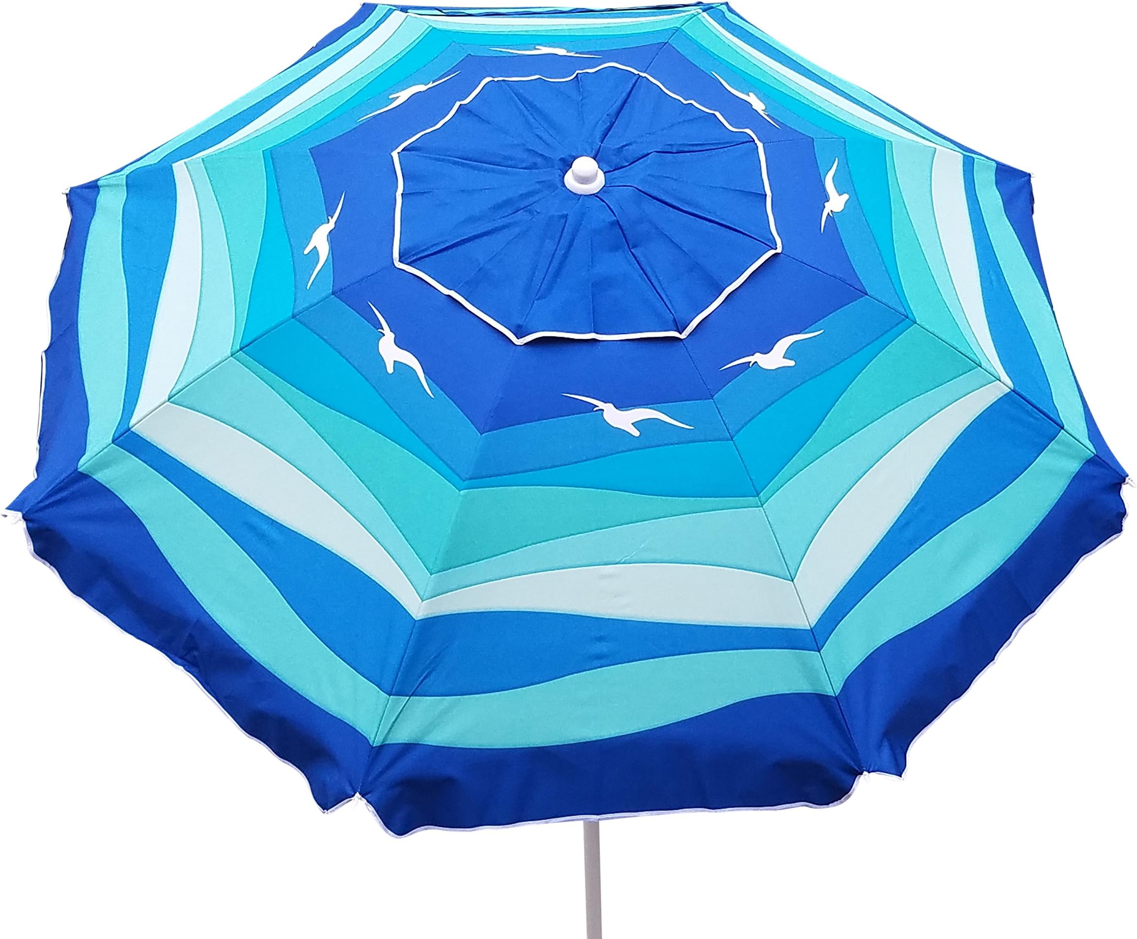 Cloudnine Beach Umbrella With Tilt, Double Canopy,UV Protection, And Sand Anchor 80 Inch Arc