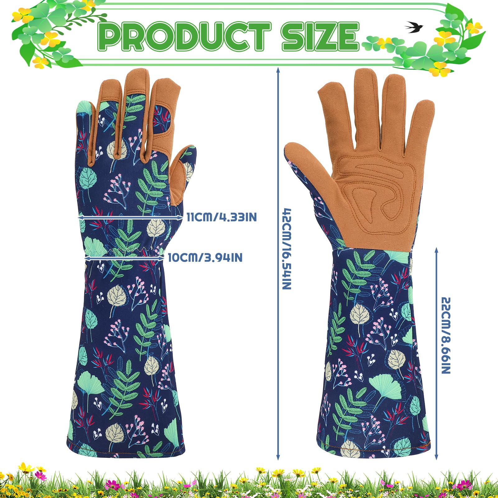 Gartenhandschuhe für Damen, Dornensichere Gartenhandschuhe, lange und kurze Leder-Gartenhandschuhe, flexible und atmungsaktive Arbeitshandschuhe für Rosenschnitt und Jäten, 2 Paar