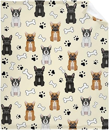 Miniatura 1 de Manta de bulldog francés, manta de franela de felpa ultrasuave, cálida y acogedora, decoración del hogar para sofá, cama durante todas las