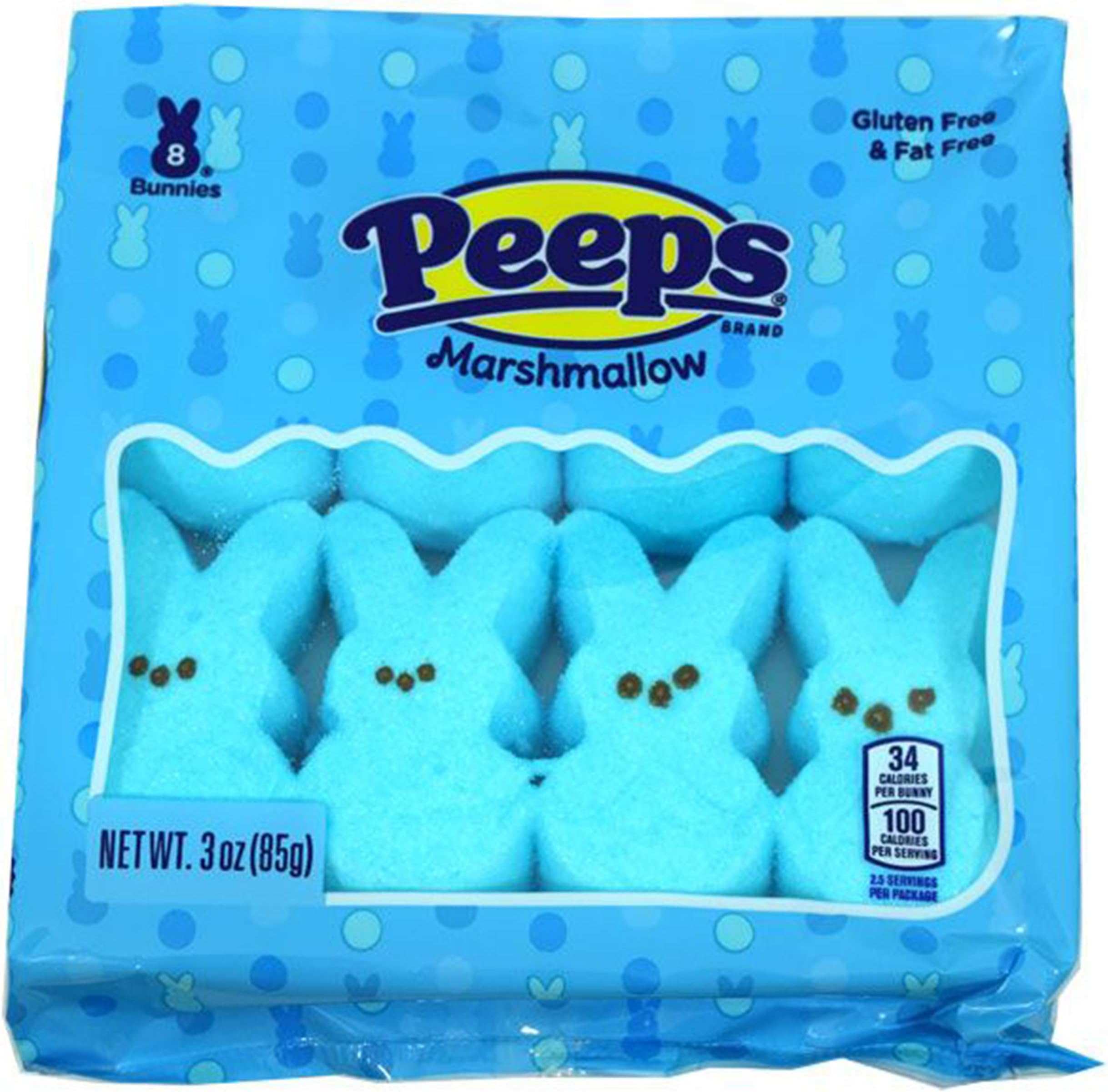 Peep (1 bag) Easter Blue Marshmallow Bunny Candy - 8 Bunnies per Bag - Gluten & Fat Free - 3 oz / 85 g