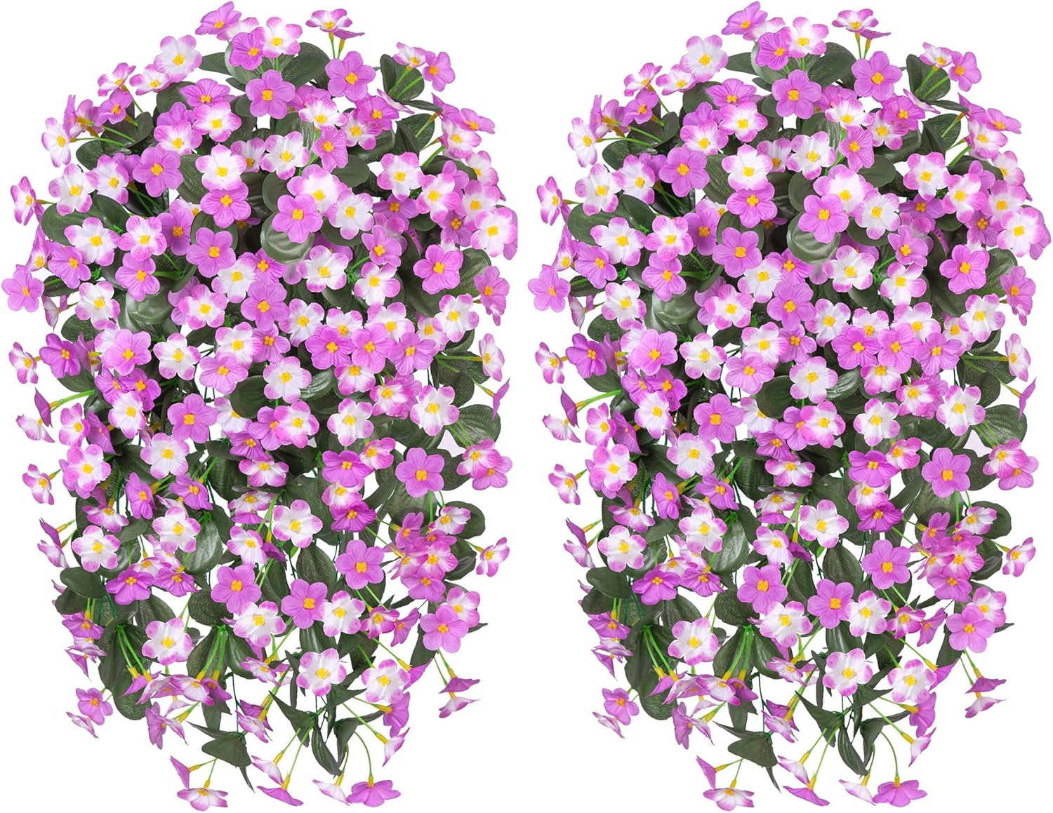 Artificial Flowers for Outdoor Decoration, 2 PCS Faux Silk Orchid Vines UV Resistant Realistic for Home Porch Balcony Planter Decor (Light Fuchsia and Fuchsia)