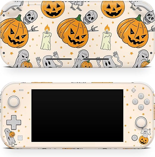 Tacky Design Halloween Decal Skin Compatible with Nintendo Switch Lite Skin Wrap, Pumpkin Skin for Nintendo Switch Lite Cover, Premium Vinyl 3M Full Wrap Decal.