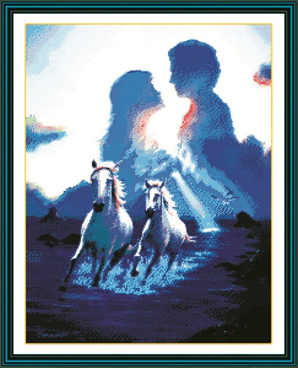 YEESAM ART - Kit per ricamo a punto croce, motivo: angioletto addormentato, 14 CT, 26 x 28 cm, set fai da te, bianco YEESAM ART - Kit per ricamo a punto croce, motivo: angioletto addormentato, 14 CT, 26 x 28 cm, set fai da te, bianco