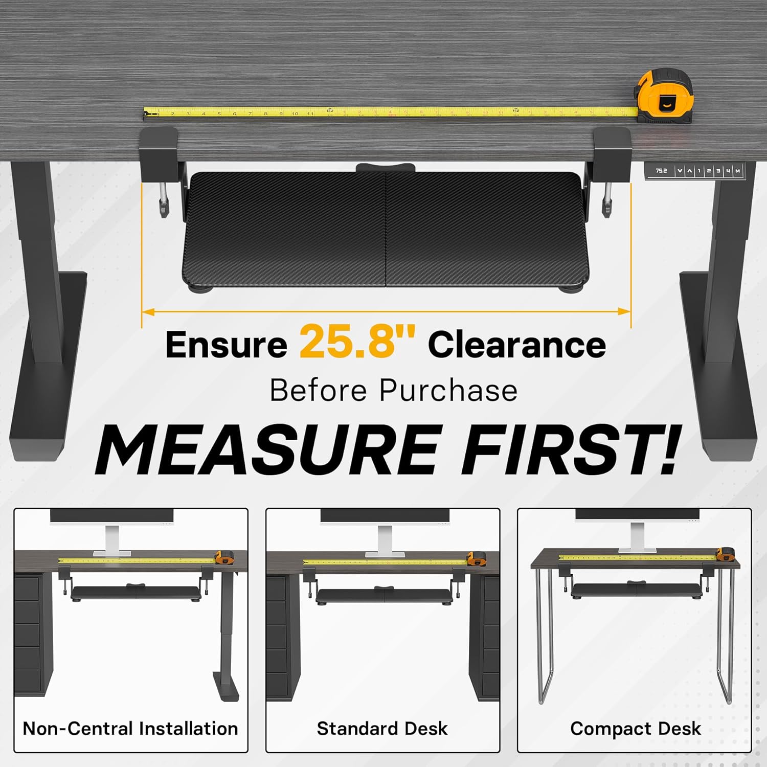 bontec kmt01-pj under desk keyboard tray, pull-out keyboard & mouse platform with c-clamp, 20 x 11.8 in space-saving ergonomic slide-out drawer, black carbon fiber 20" x 11.8" black carbon fiber