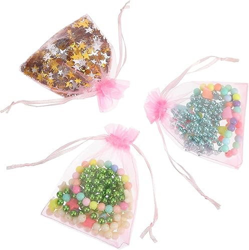 Miniatura 4 de Mudder Paquete de 50 bolsas de regalo de organza para bodas, fiestas, bolsas de joyería, 4 x 4.72 pulgadas (rosa)