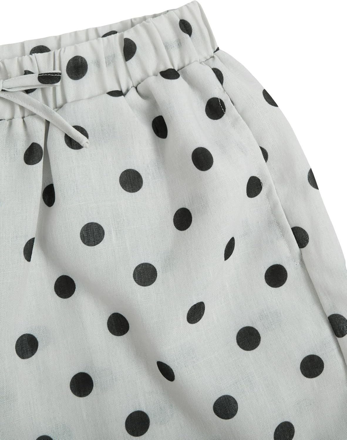 SHENHE Women's Wide Leg Polka Dots Pants Drawstring Elastic Waist Casual Palazzo Travel Pants - Image 4