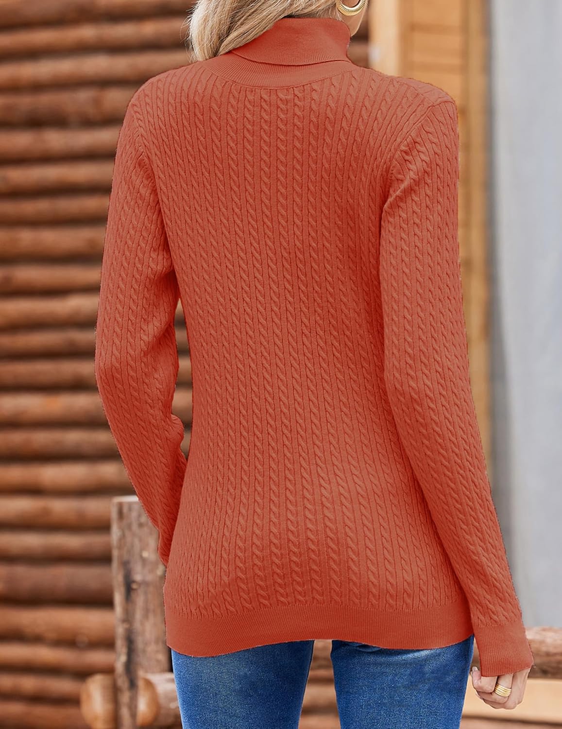 Zeagoo Womens Sweaters Turtleneck Cable Knit Long Sleeve Pullover Cute Fitted Trendy Basic Fall Winter Tops - Image 5