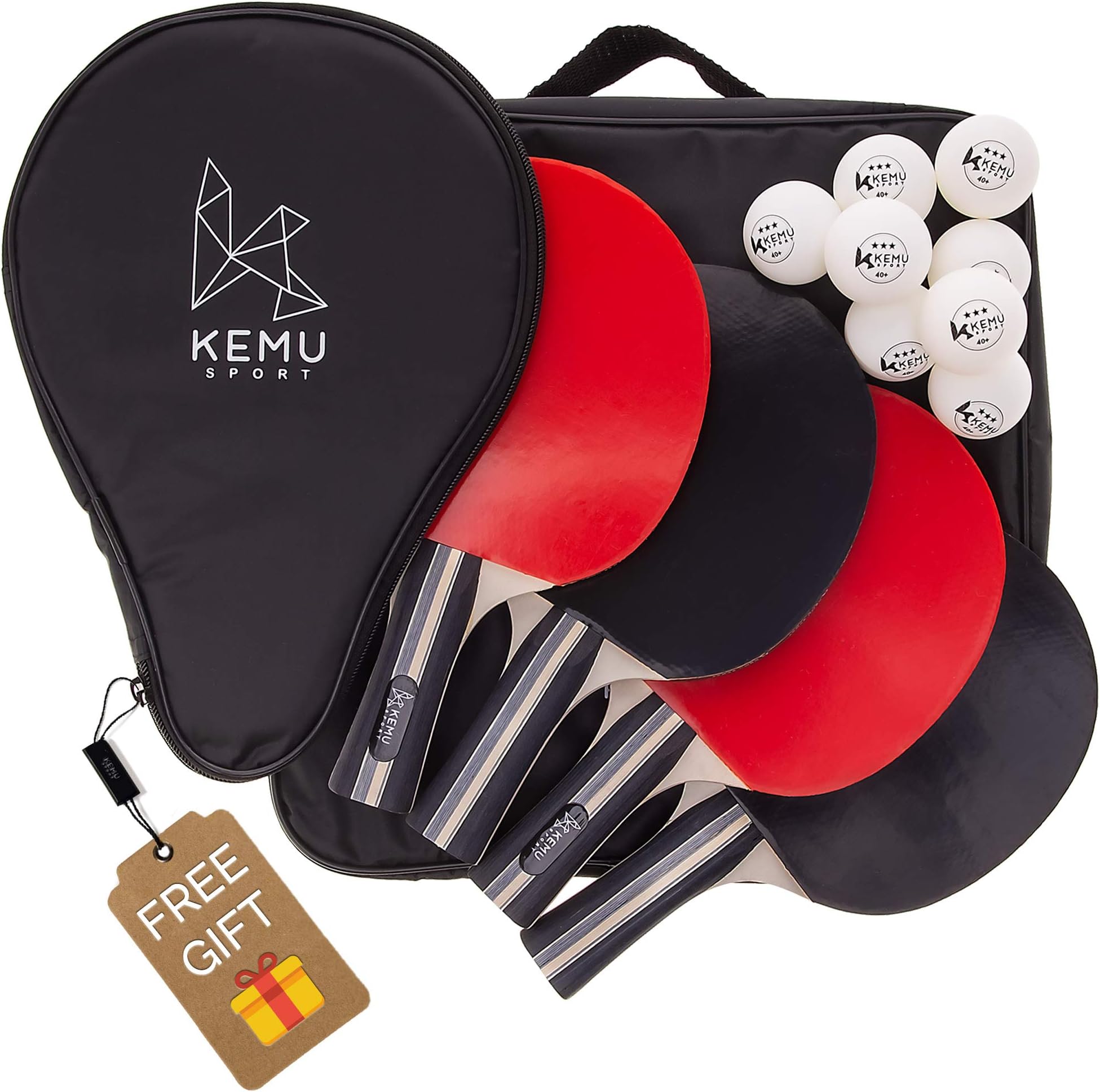 Ping Pong Paddle Set of 4-1 Free Racket Cover & Ebook - Professional Grade Table Tennis Rackets - 8X 3-Star ITTF Standard Balls - Perfect Bat Control, Comfortable Paddles, Unbeatable Spin