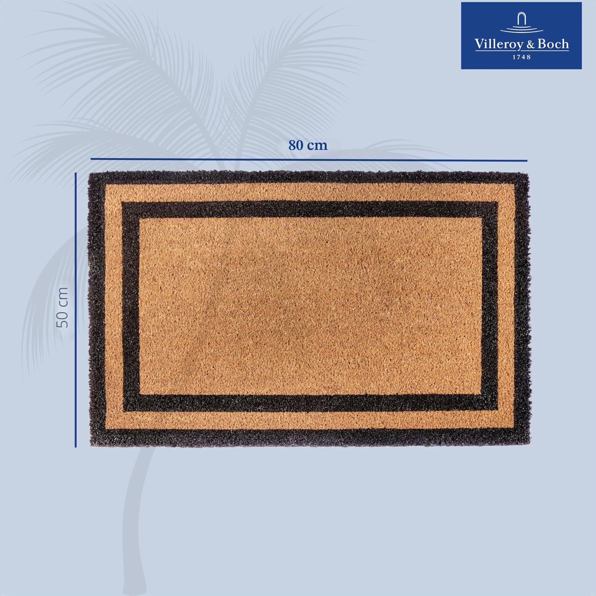 Villeroy & Boch 1856 Paillasson en Coco pour l'intérieur et l'extérieur protégé, antidérapant, Anti-salissures, Cadre extérieur, résistant aux intempéries, pour Couloir, terrasse, entrée, 50 x 80 cm