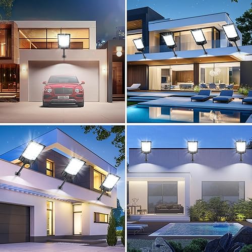 Miniatura 5 de Farolas solares para exteriores, 6500 K exteriores, impermeables, luz de calle LED del atardecer al amanecer, lámparas de gran angular con sensor de