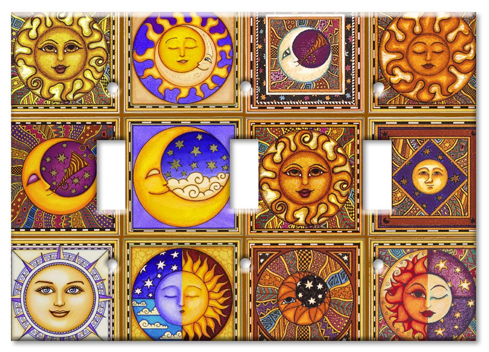 Art Plates - Triple Gang Toggle Switch Plate - Celestials - Image by Dan Morris - (Made in USA)