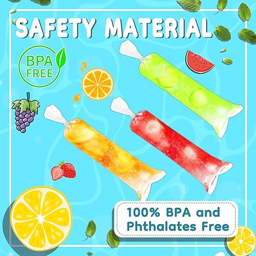 Miniatura 3 de 250 bolsas desechables de 2 x 12 pulgadas para paletas de hielo, con embudo de silicona para helados, palitos de yogur, batidos de jugo, batidos de