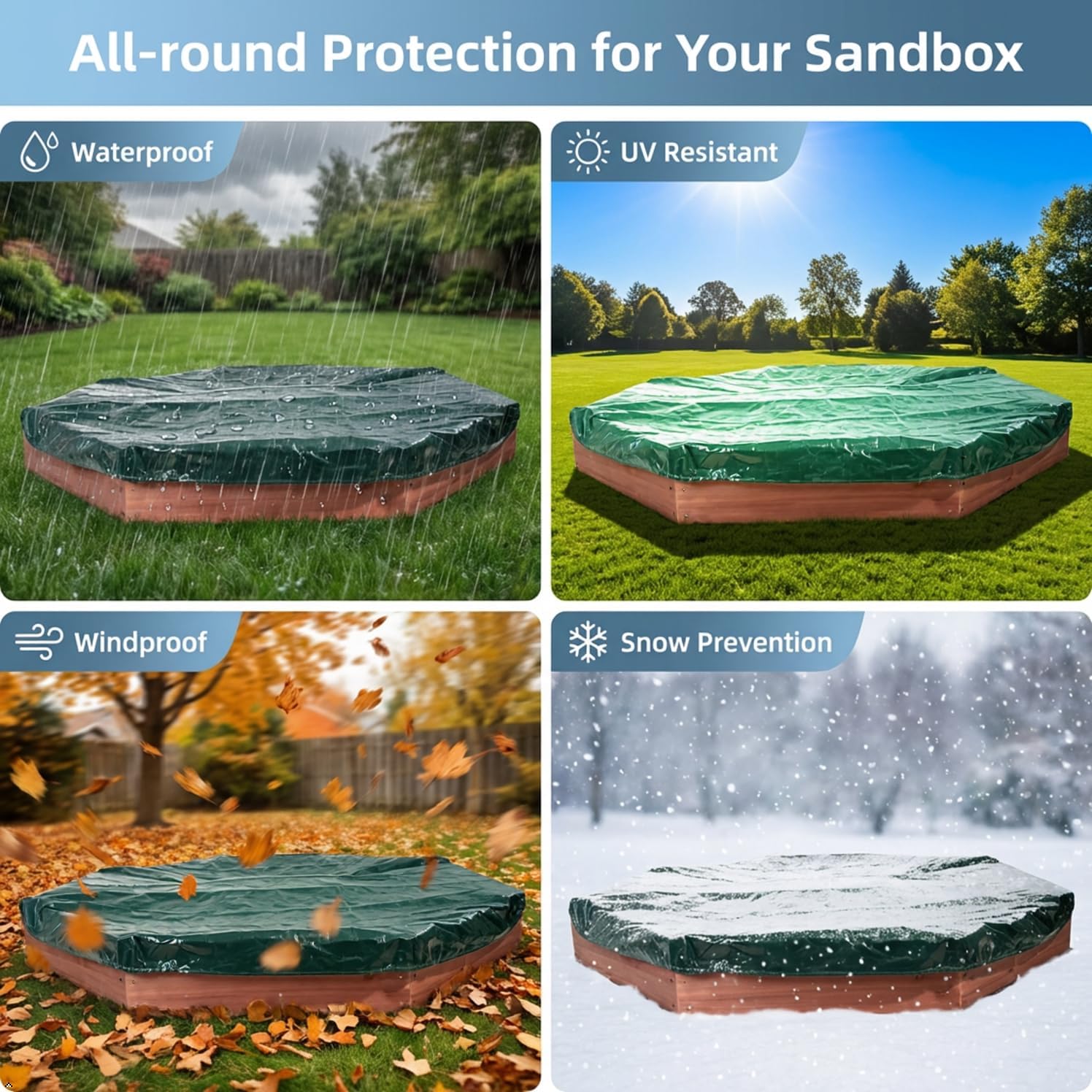 Outdoor Octagonal Wooden Sandbox for Kids,Large Sandbox with Oxford Fabric Cover, Big Sand Pit with 4 Benches, Spacious Play Area for Kids Ages 3-10,Backyard,Patio (Red, Octagon - Large)