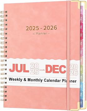 Fetinar 8.5" x 11" Academic Planner 2025-2026 July 2025 - June 2026 |Monthly Weekly Daily Hardcover | Teacher Student School Office Organizer with Tabs & Storage Pink