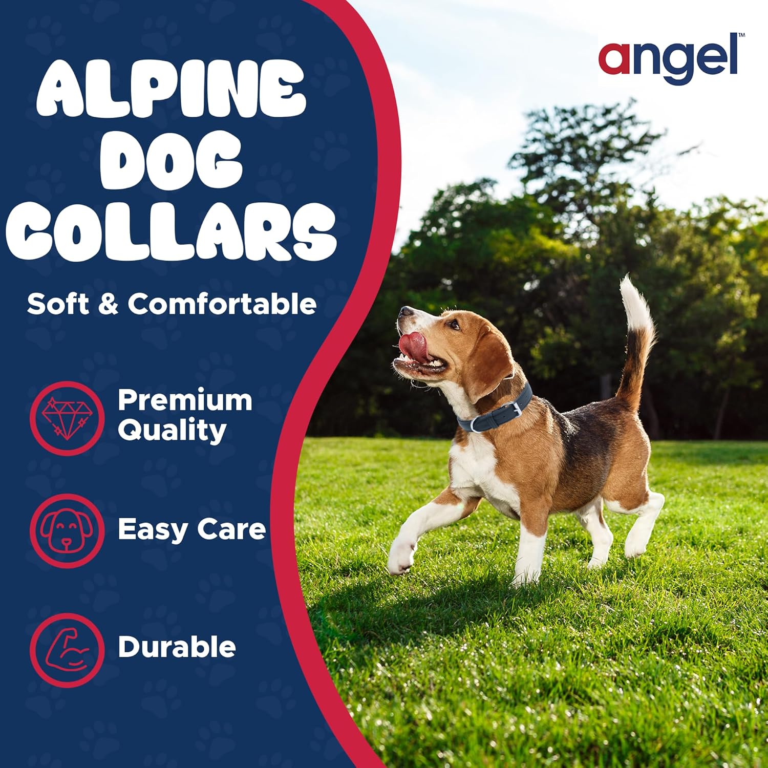 Alpine Plain Dog Collar by Angel™. 20" x 1", Midnight Black