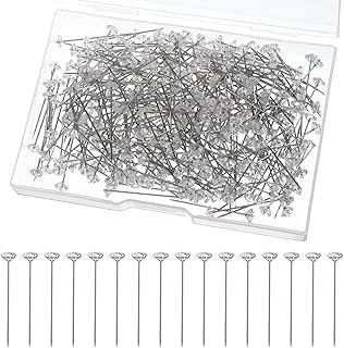 300 Pcs Diamond Bouquet Rhinestones Pins Floral Flower Corsage Pins Crystal Head Bouquet Clear Straight Head for Wedding Bridal Hair Decoration Jewelry DIY Craft Sewing Accessories