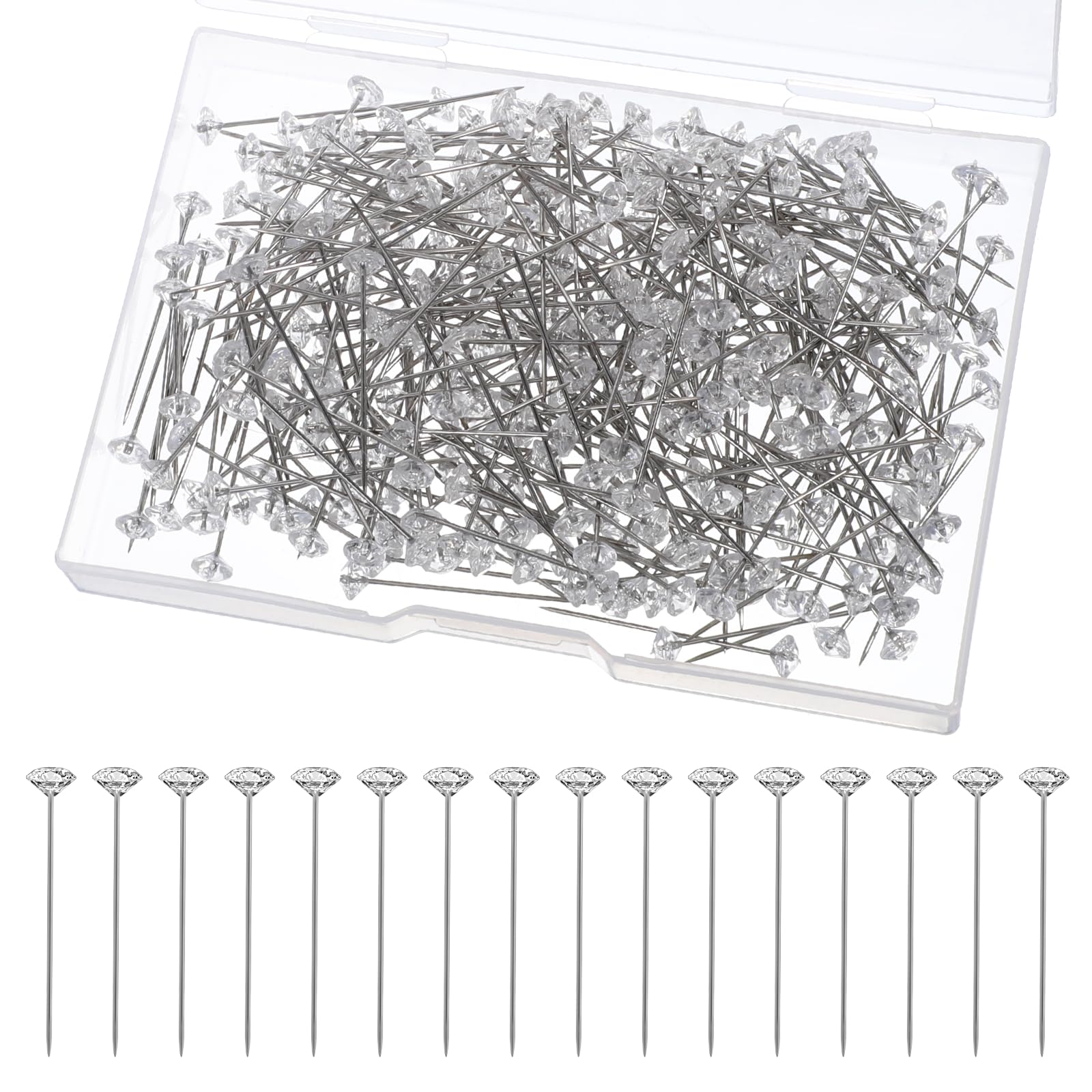 Photo 1 of 100 Pcs Diamond Pins for Bouquets, 2.2 Inch Diamond pins Flower Corsage Pin Crystal Head Bouquet Clear Straight Head Pin for Wedding Bridal Hair Decoration Jewelry DIY Craft Sewing Accessories