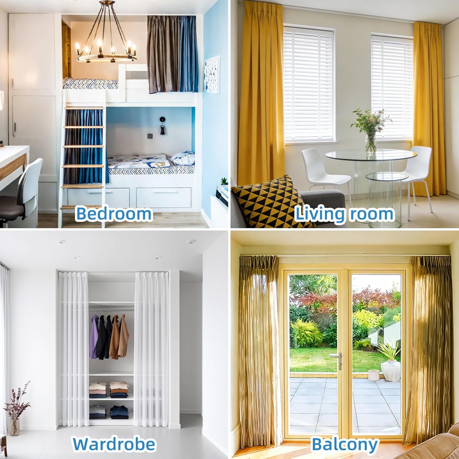 Curtain Track Wall and Ceiling Mount 12FT Curtain Rail White with Hooks Curtain System for Living Room Bathroom Study Sliding Door