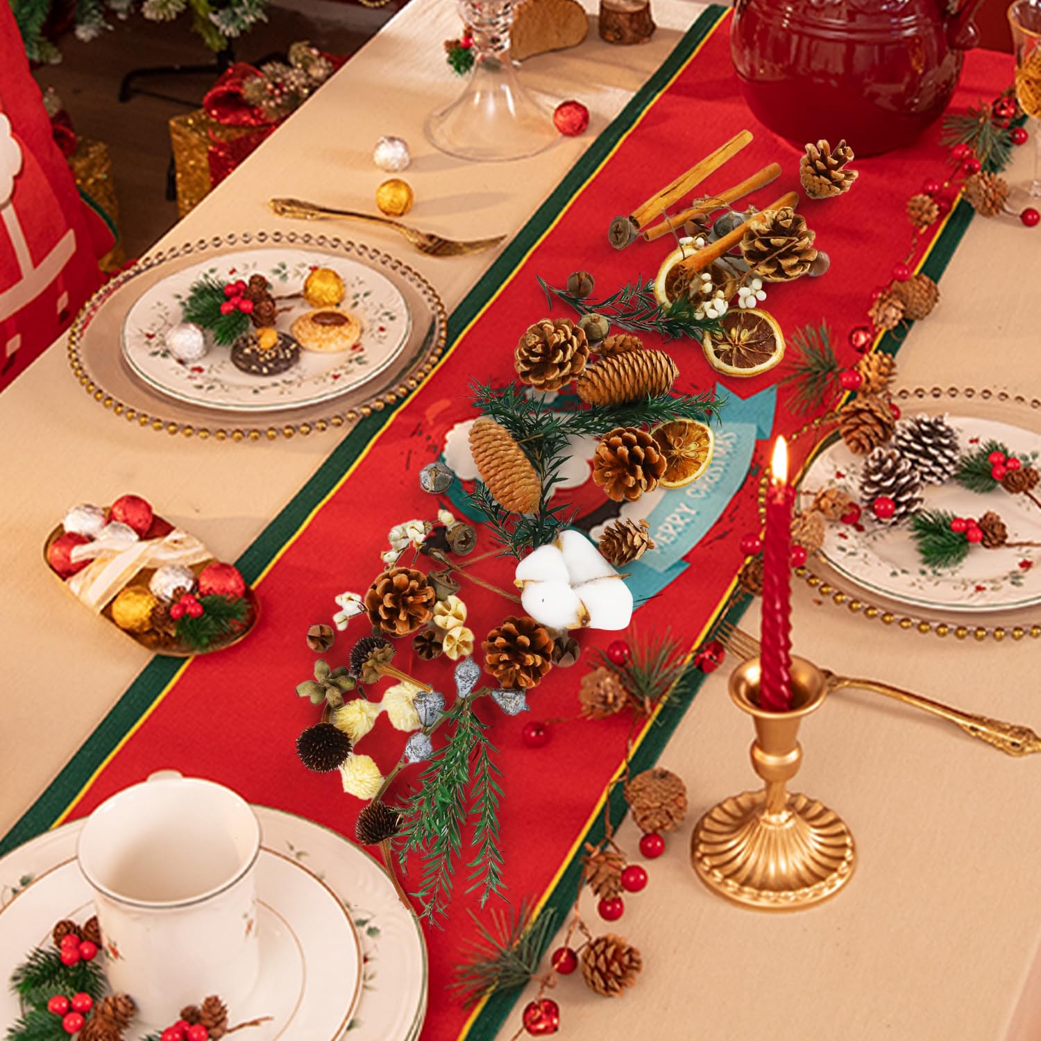 Prmape Decorazioni Corona Avvento, Potpourri Natalizio con Pigne Naturali Arance Essiccate Decorative, Cannella Stecche Decorative e 10M di Corda Per Natale Decorazione Ghirlanda Artigianato