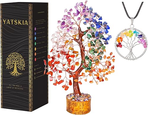 Miniatura 66 de YATSKIA - Árbol de cristal turquesa Feng Shui, alambre, bonsái Buhha, estatua reiki, Chakra curativo energía positiva, buena suerte dinero regalos