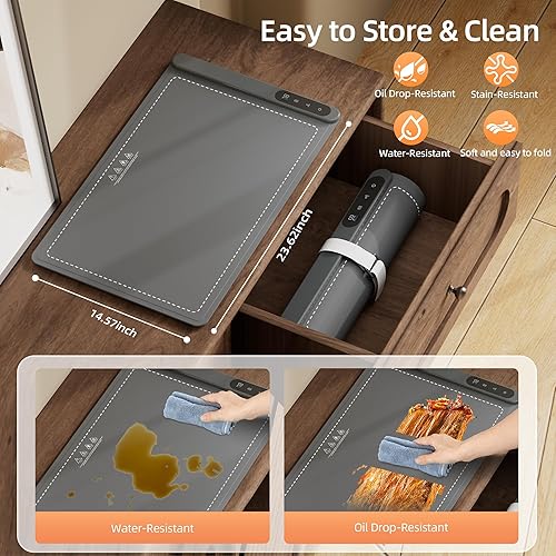 Miniatura 7 de GRAPHENE - Tapete de calentamiento de alimentos, calentamiento rápido de superficie completa de 122  a 212  Bandeja de calentamiento eléctrico,