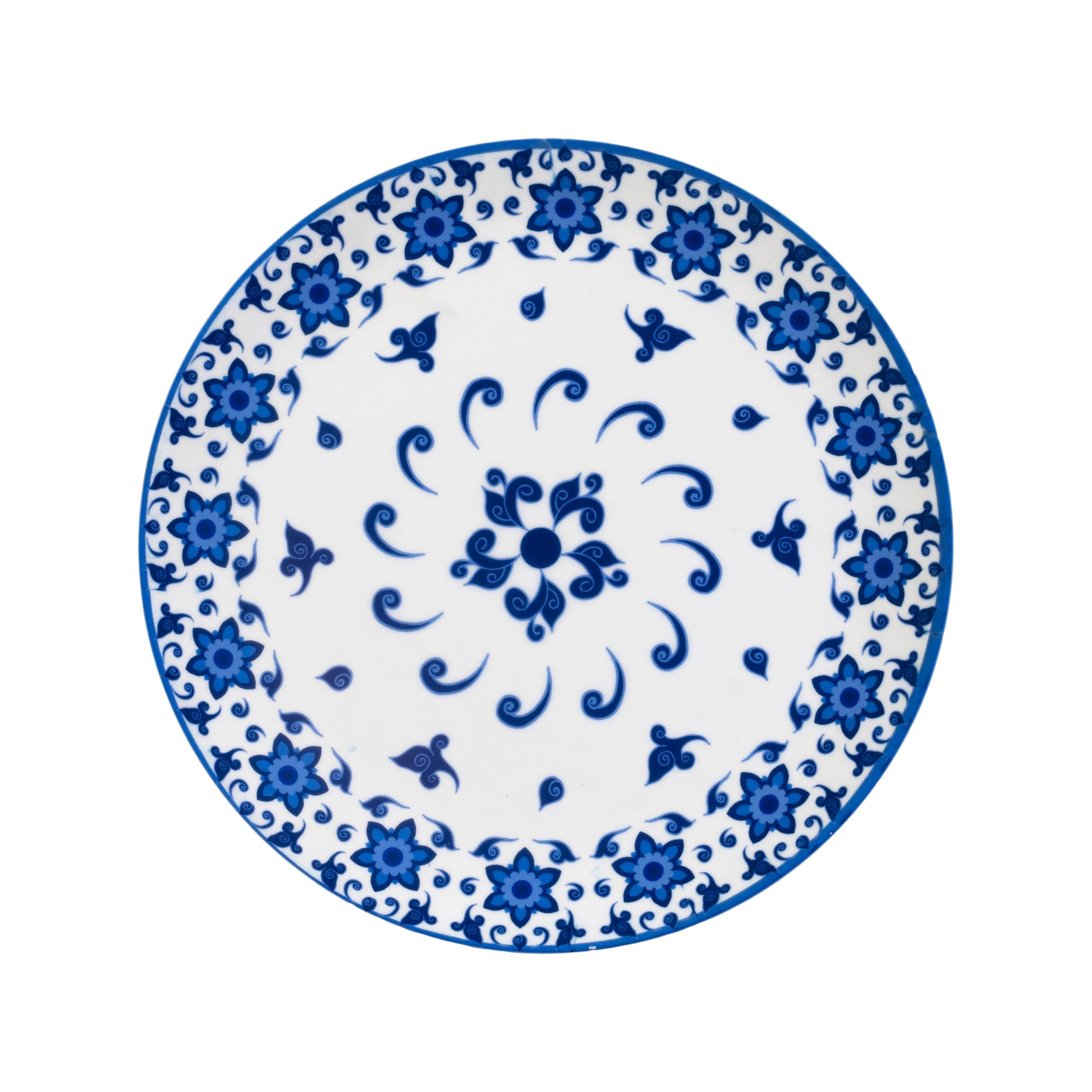 KOLOROBIA Decorative Wall Plate|Stand & Metal Hook| Floral Blue |Hanging Wall Plate| 10inch |Gift Box Packaging |Ceramic Wall Plate for Wall Décor I Home Décor I Living Room I Office