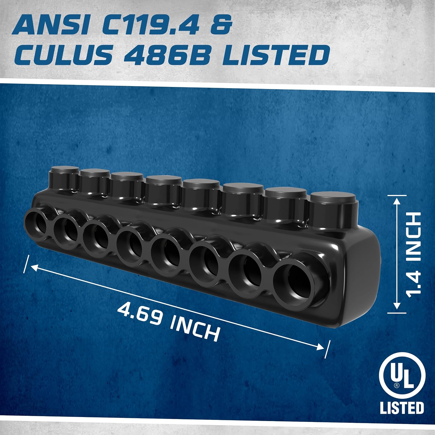 OHLECTRIC Insulated Wire Connector 8 Port Single Side Entry for 2-14 Wire Range Lugs with 5/32 Hex Screw, Pre-Filled with Oxide Inhibitor - Wire Connectors, Electrical Connectors, Wire Tap